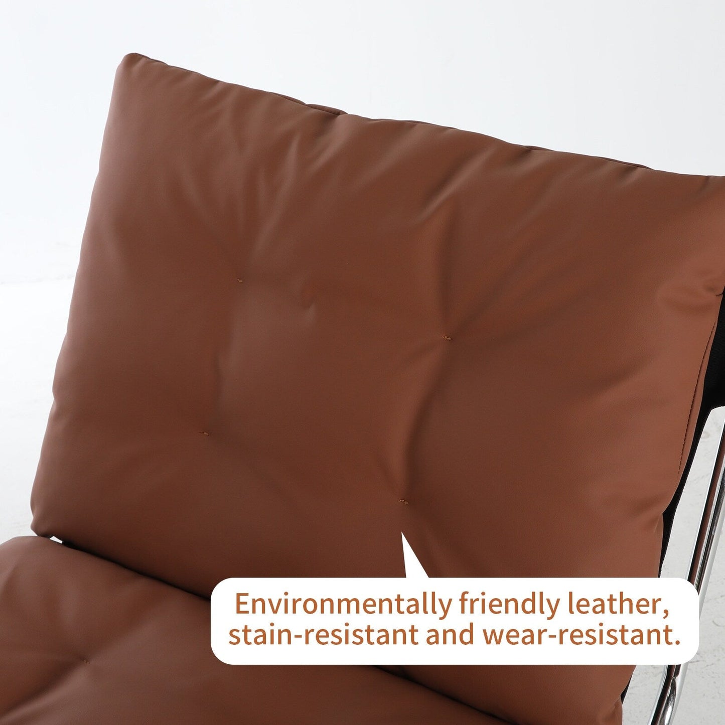 Fauteuil en cuir, fauteuil d'appoint moderne à dossier haut, chaises de salon avec pieds en métal et rembourrage doux, fauteuils de canapé