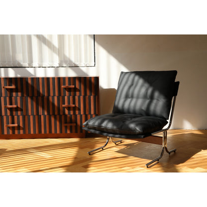 Fauteuil en cuir, fauteuil d'appoint moderne à dossier haut, chaises de salon avec pieds en métal et rembourrage doux, fauteuils de canapé