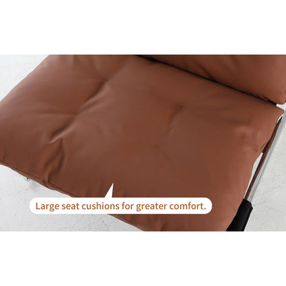 Fauteuil en cuir, fauteuil d'appoint moderne à dossier haut, chaises de salon avec pieds en métal et rembourrage doux, fauteuils de canapé