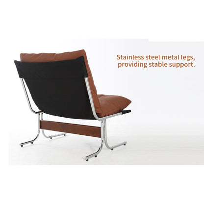 Fauteuil en cuir, fauteuil d'appoint moderne à dossier haut, chaises de salon avec pieds en métal et rembourrage doux, fauteuils de canapé