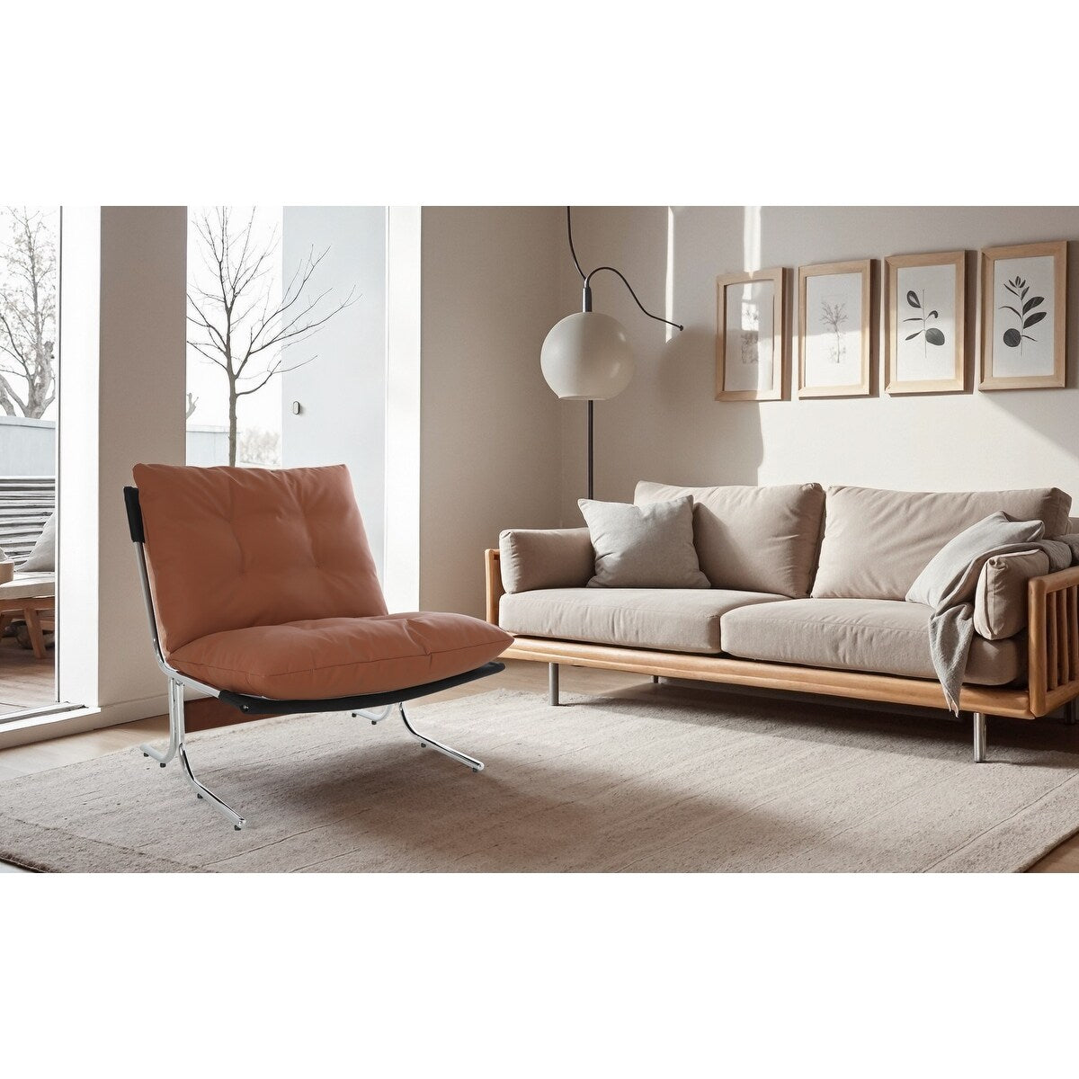 Fauteuil en cuir, fauteuil d'appoint moderne à dossier haut, chaises de salon avec pieds en métal et rembourrage doux, fauteuils de canapé