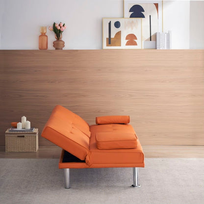 Canapé-lit double pliant multifonctionnel en cuir pour bureau avec table basse