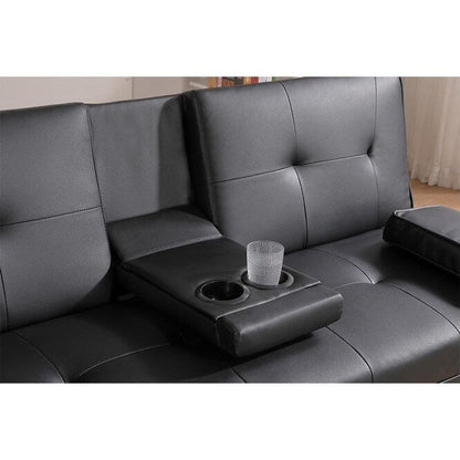 Canapé-lit double pliant multifonctionnel en cuir pour bureau avec table basse