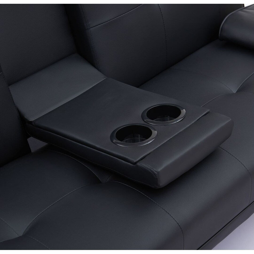 Canapé-lit double pliant multifonctionnel en cuir pour bureau avec table basse