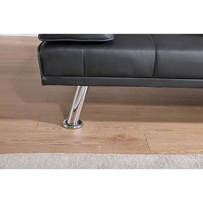 Canapé-lit double pliant multifonctionnel en cuir pour bureau avec table basse