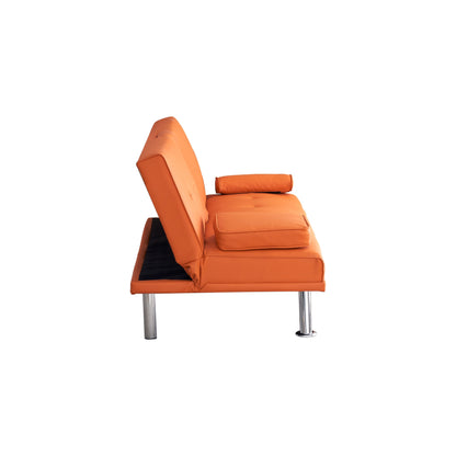 Canapé-lit double pliant en cuir avec table basse assortie, design multifonctionnel