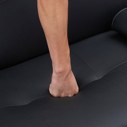 Canapé-lit double pliant en cuir avec table basse assortie, design multifonctionnel