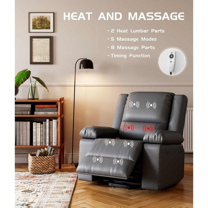 Fauteuil inclinable électrique en cuir avec chauffage et massage