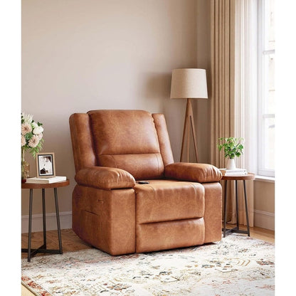 Fauteuil inclinable électrique en cuir avec chauffage et massage