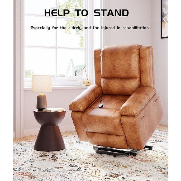 Fauteuil inclinable électrique en cuir avec chauffage et massage