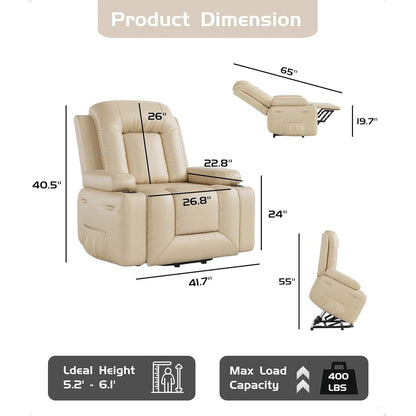 Fauteuil inclinable électrique en cuir avec chauffage et massage