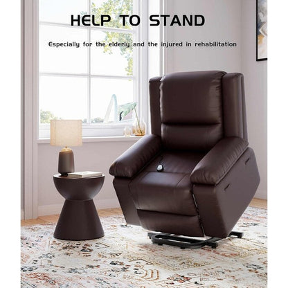 Fauteuil inclinable électrique en cuir avec chauffage et massage