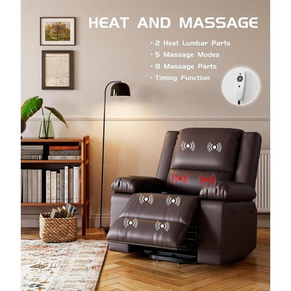 Fauteuil inclinable électrique en cuir avec chauffage et massage