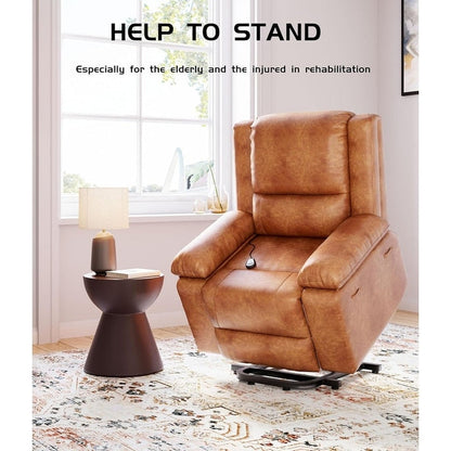 Fauteuil inclinable électrique en cuir avec chauffage et massage