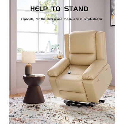 Fauteuil inclinable électrique en cuir avec chauffage et massage