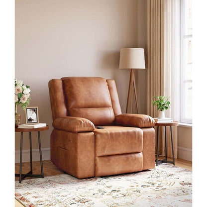 Fauteuil inclinable électrique en cuir avec chauffage et massage