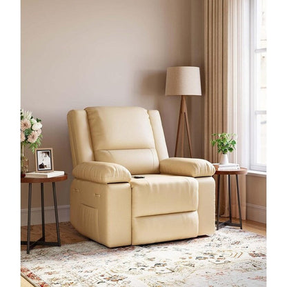 Fauteuil inclinable électrique en cuir avec chauffage et massage