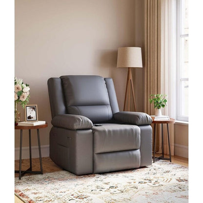 Fauteuil inclinable électrique en cuir avec chauffage et massage