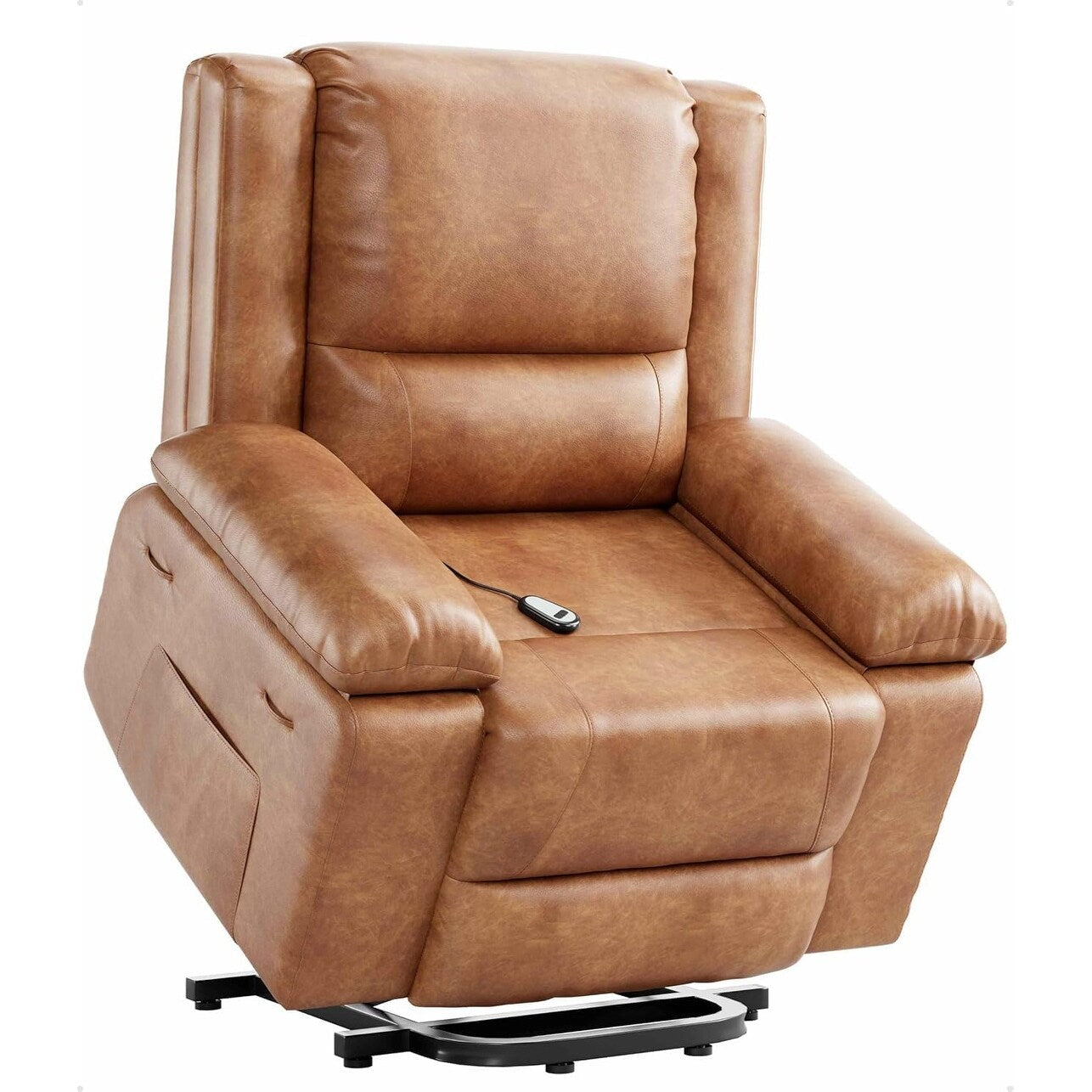 Fauteuil inclinable électrique en cuir avec chauffage et massage