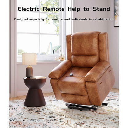 Fauteuil inclinable électrique en cuir avec chauffage et massage