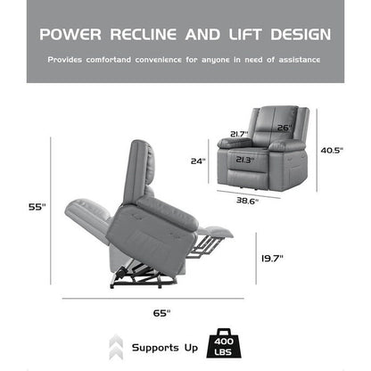 Fauteuil inclinable électrique en cuir avec chauffage et massage