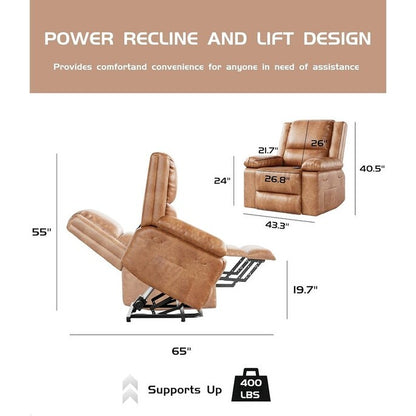 Fauteuil inclinable électrique en cuir avec chauffage et massage