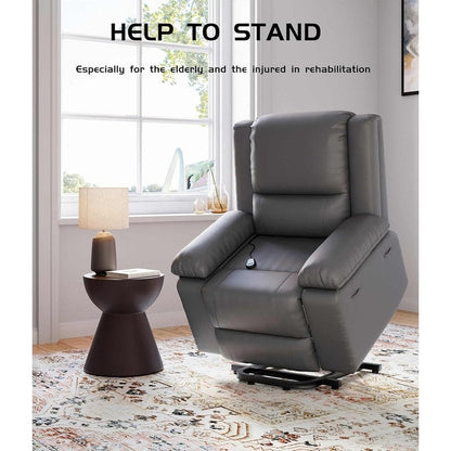 Fauteuil inclinable électrique en cuir avec chauffage et massage