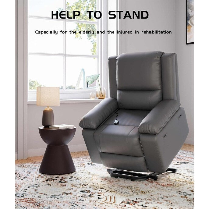 Fauteuil inclinable électrique en cuir avec chauffage et massage