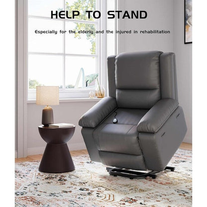 Fauteuil inclinable électrique en cuir avec chauffage et massage