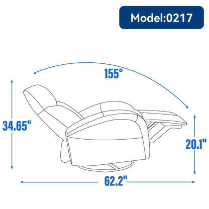 Fauteuil inclinable électrique en cuir avec pivot à 270°, fonction bascule, support lombaire et ports USB et Type-C