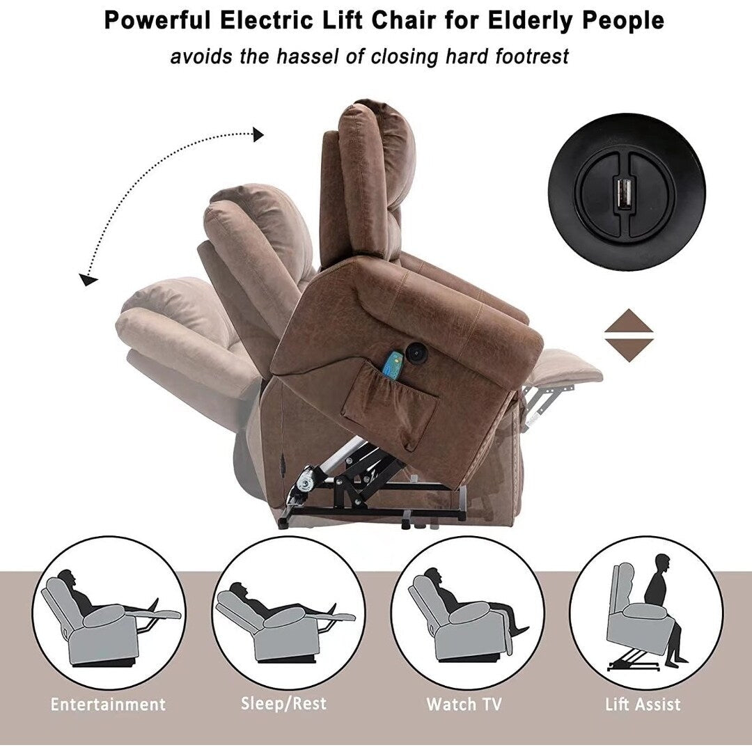 Fauteuil inclinable électrique Rivet respirant avec massage, chauffage et port USB