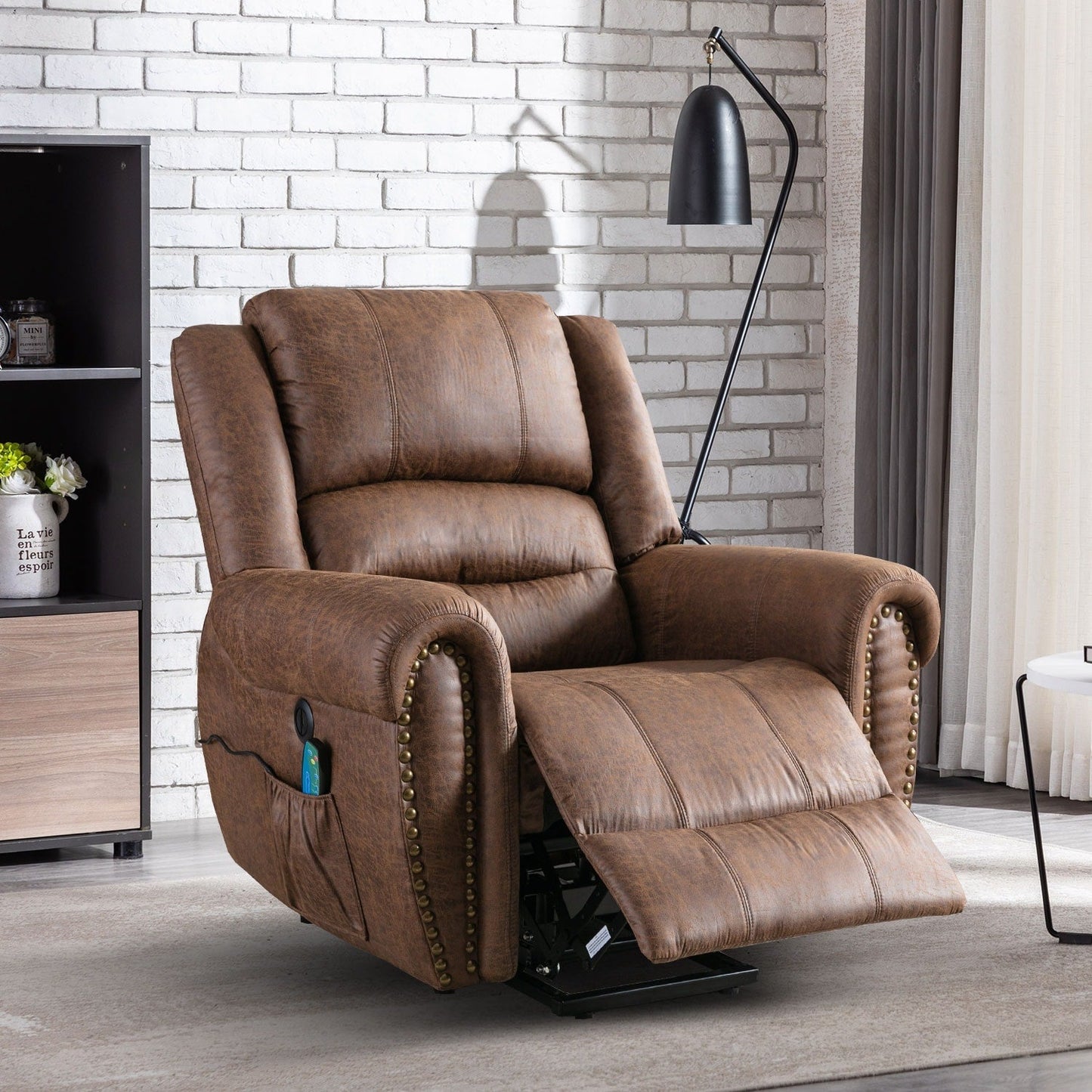 Fauteuil inclinable électrique Rivet respirant avec massage, chauffage et port USB