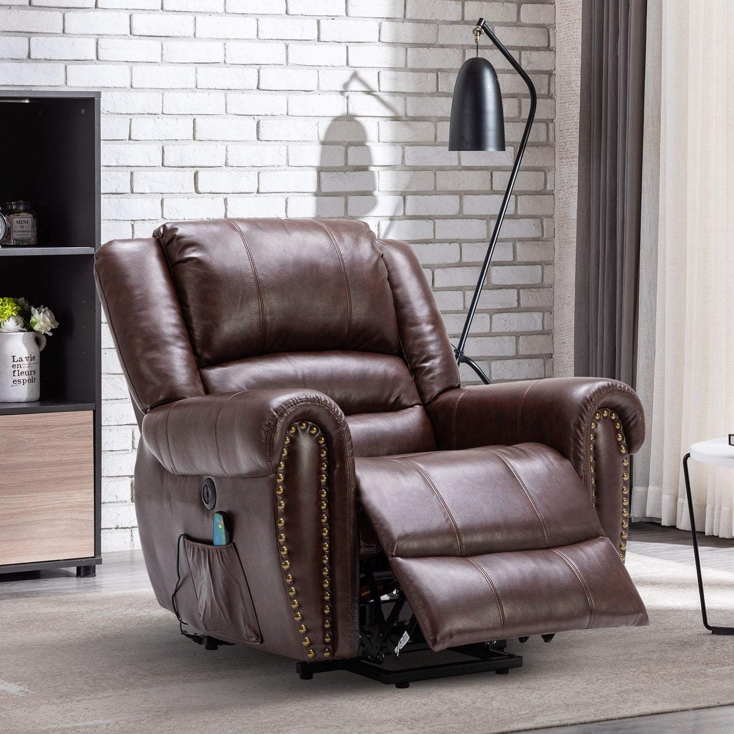 Fauteuil inclinable électrique Rivet respirant avec massage, chauffage et port USB