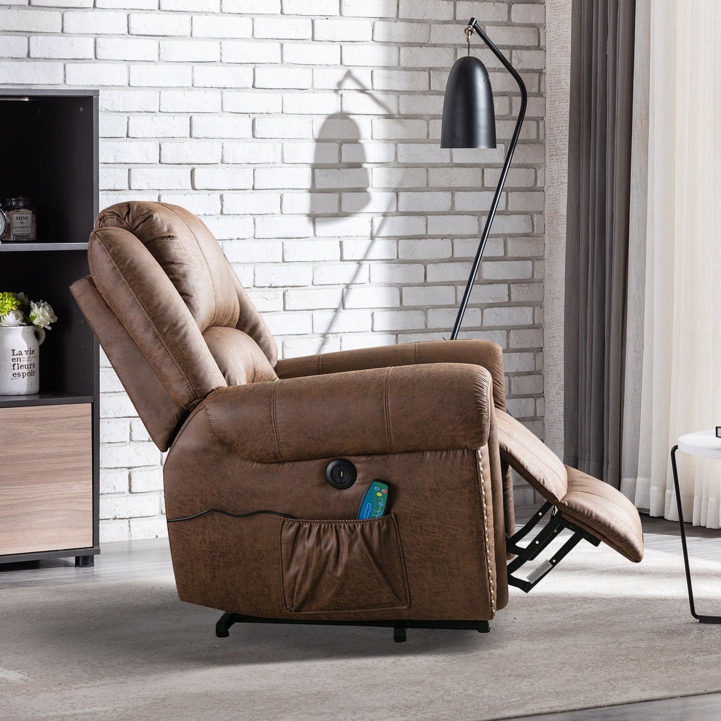 Fauteuil inclinable électrique Rivet respirant avec massage, chauffage et port USB