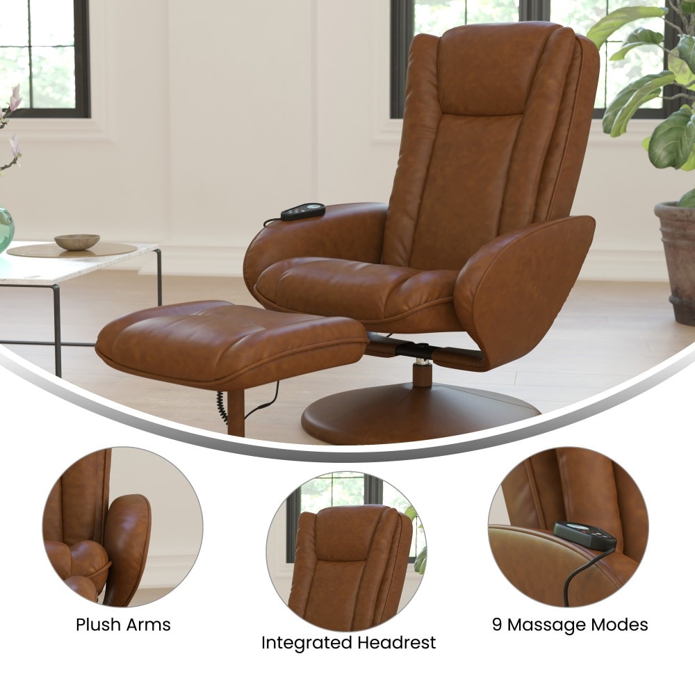 Fauteuil inclinable massant multi-positions LeatherSoft avec pouf
