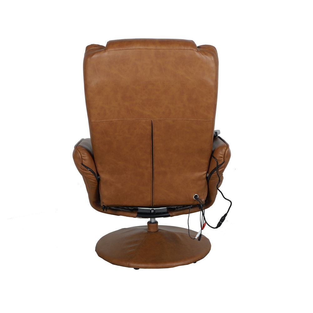 Fauteuil inclinable massant multi-positions LeatherSoft avec pouf