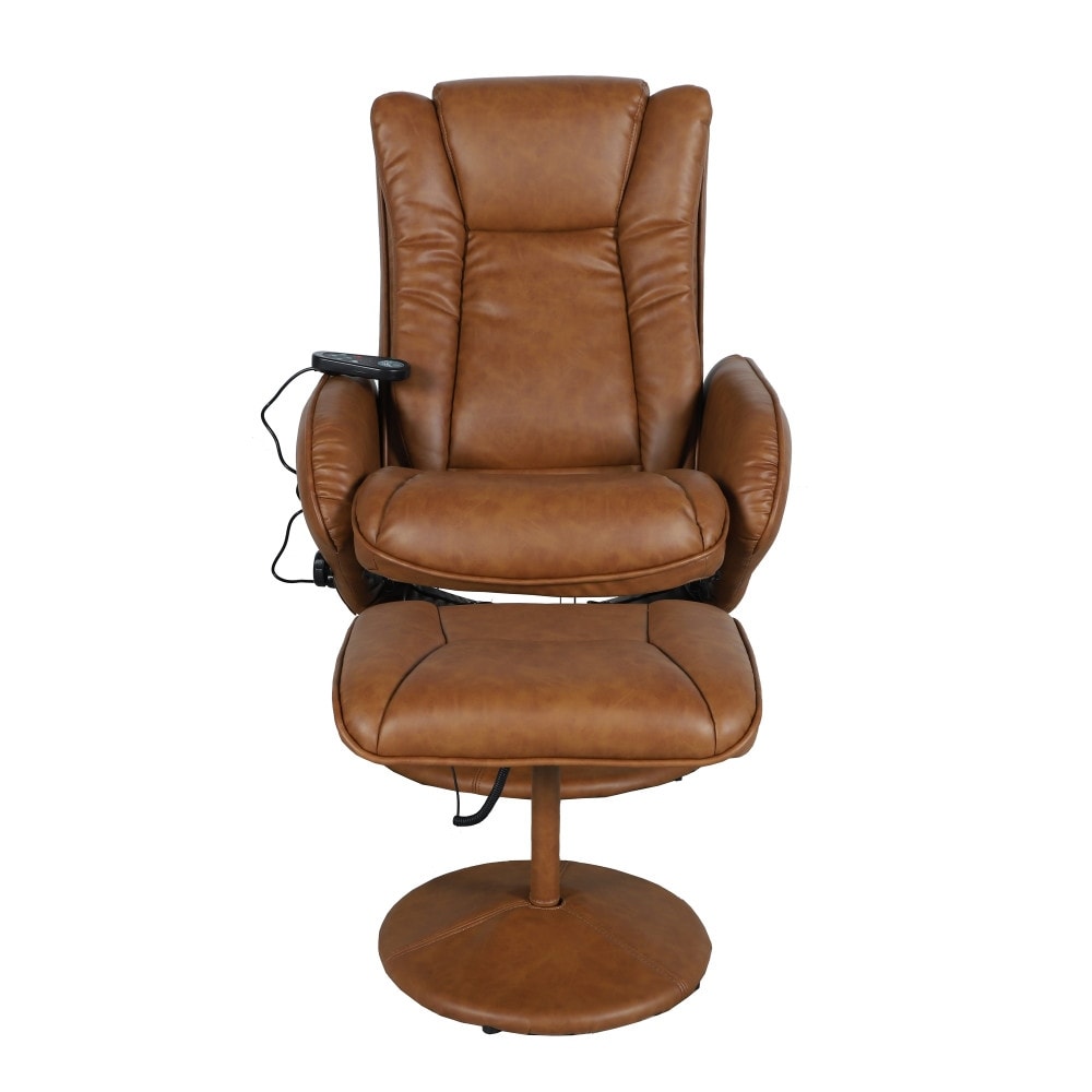 Fauteuil inclinable massant multi-positions LeatherSoft avec pouf