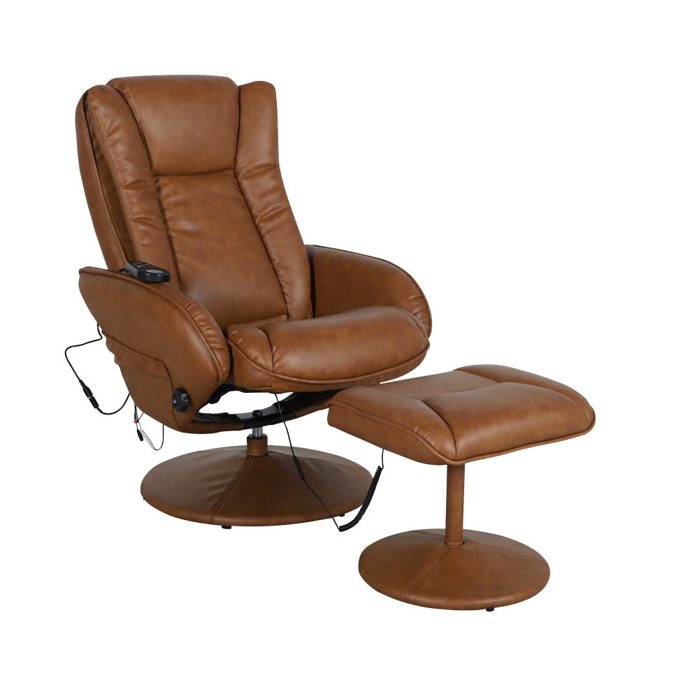 Fauteuil inclinable massant multi-positions LeatherSoft avec pouf