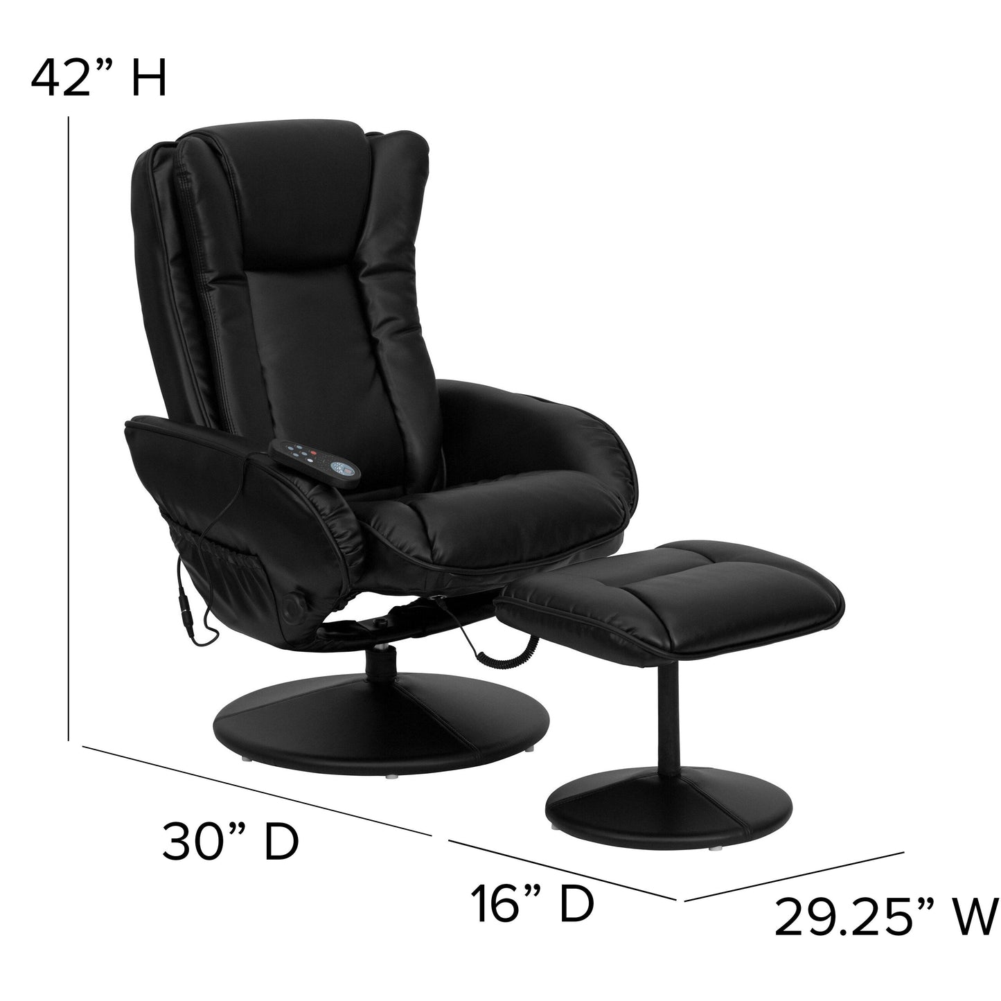 Fauteuil inclinable massant multi-positions LeatherSoft avec pouf