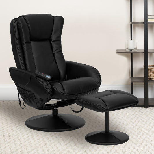 Fauteuil inclinable massant multi-positions LeatherSoft avec pouf