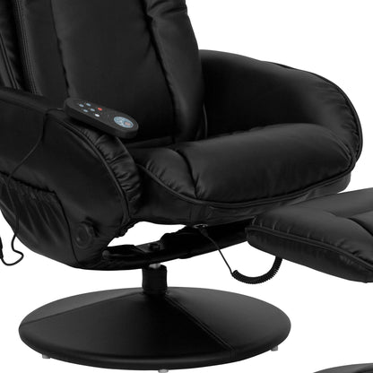 Fauteuil inclinable massant multi-positions LeatherSoft avec pouf