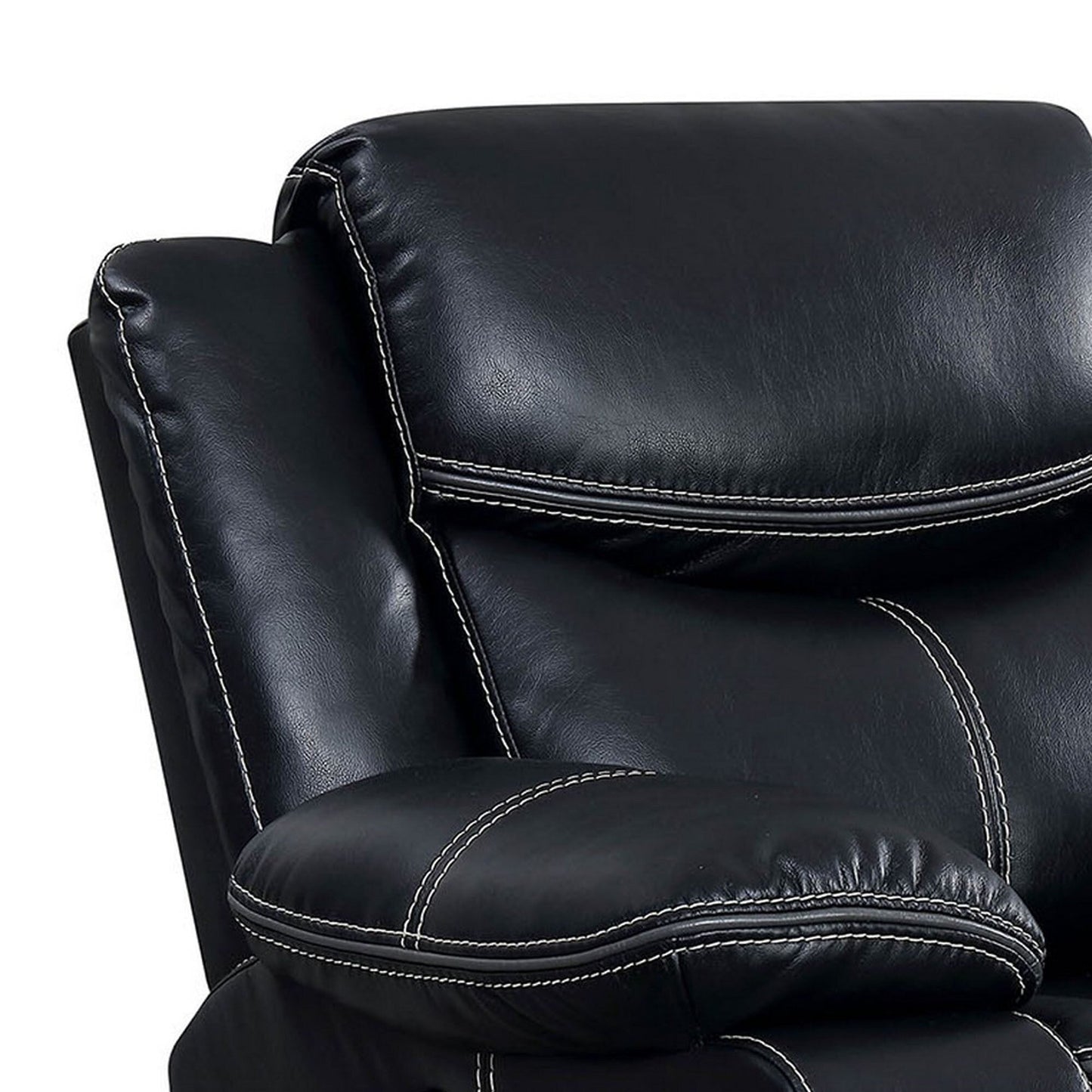 Fauteuil inclinable électrique en similicuir avec porte-gobelets et rangement, noir