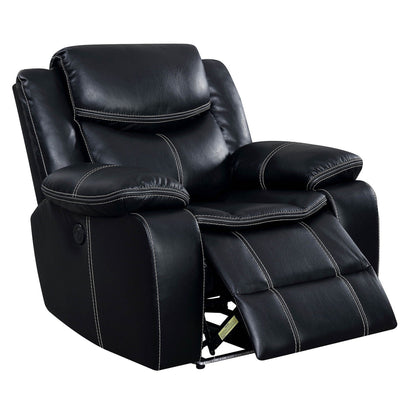 Fauteuil inclinable électrique en similicuir avec porte-gobelets et rangement, noir