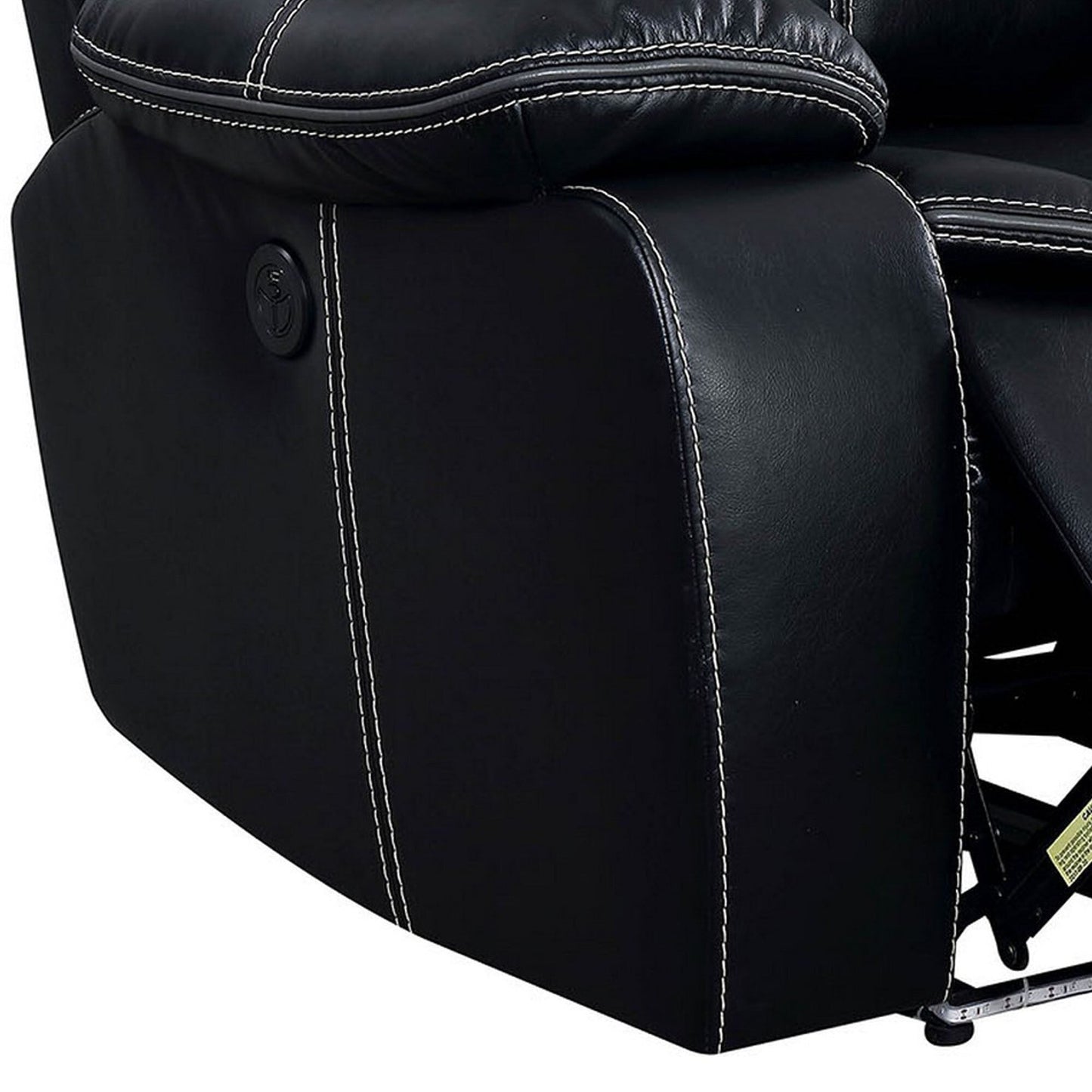 Fauteuil inclinable électrique en similicuir avec porte-gobelets et rangement, noir