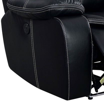 Fauteuil inclinable électrique en similicuir avec porte-gobelets et rangement, noir