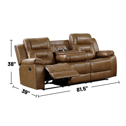 Canapé rembourré en similicuir marron avec inclinaison manuelle