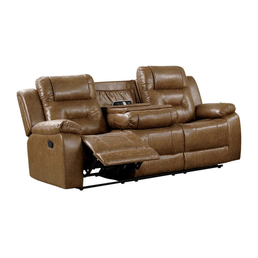 Canapé rembourré en similicuir marron avec inclinaison manuelle