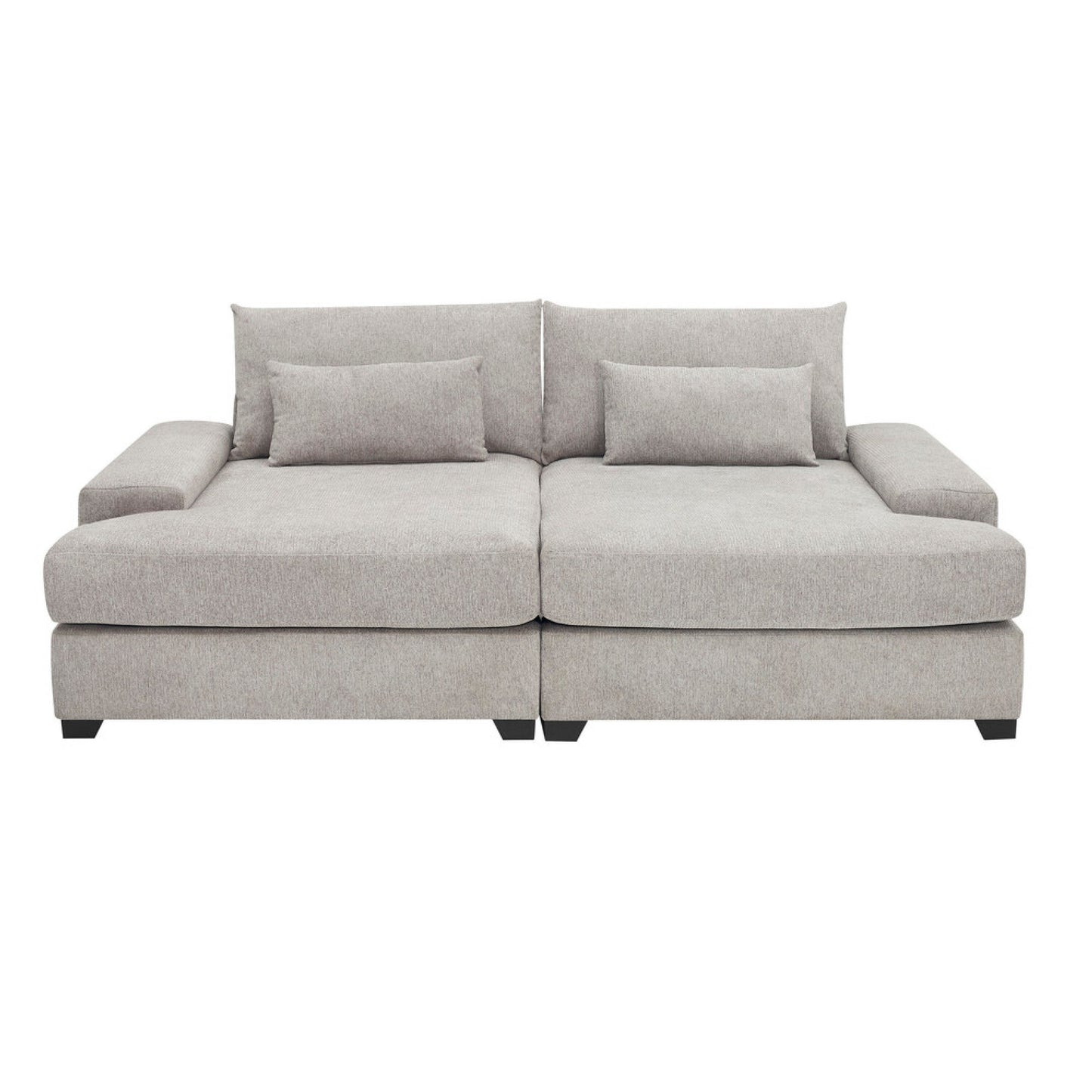 Canapé-lit surdimensionné Leena avec 2 coussins décoratifs, tissu gris, 223 cm
