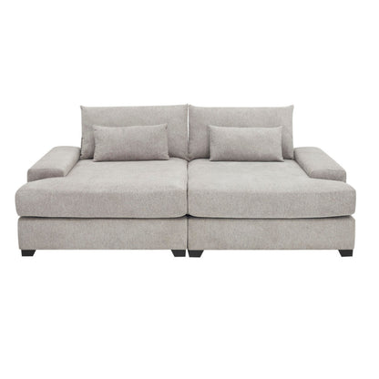 Canapé-lit surdimensionné Leena avec 2 coussins décoratifs, tissu gris, 223 cm