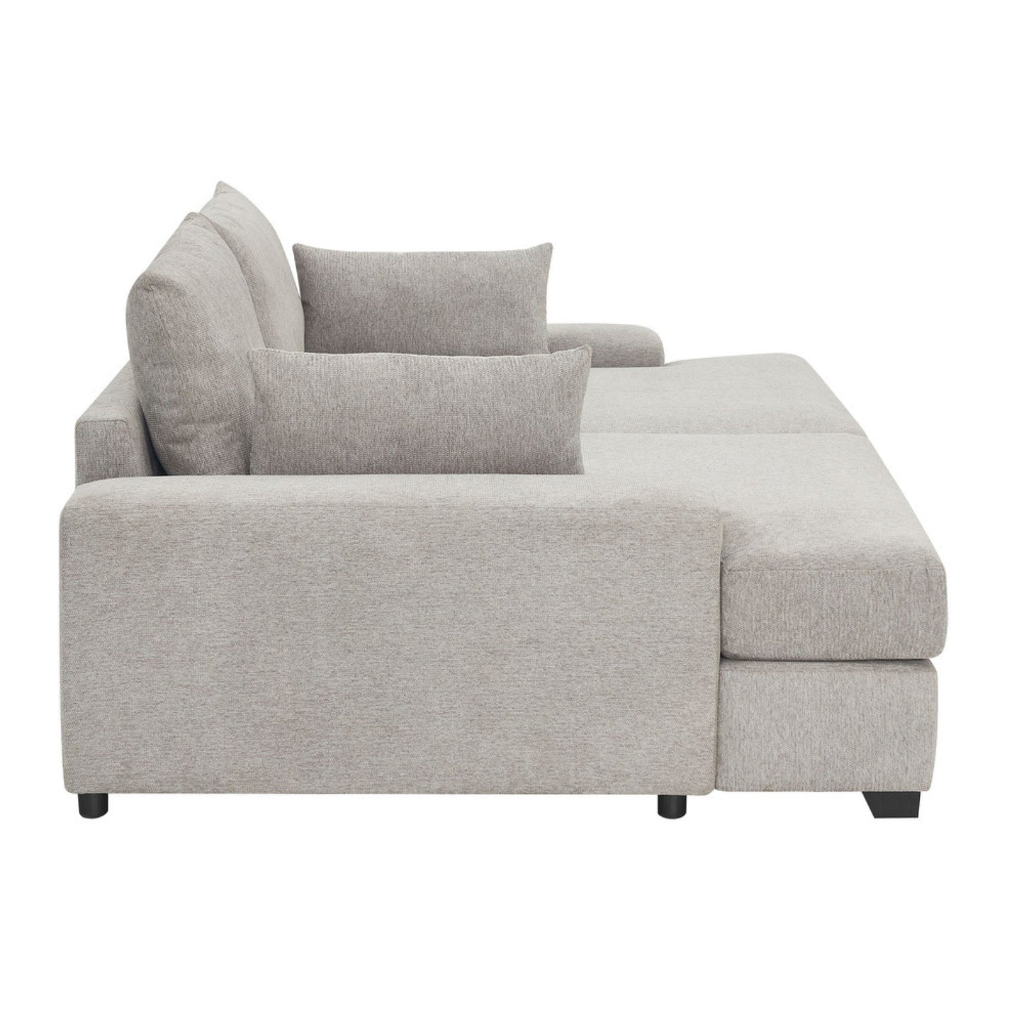 Canapé-lit surdimensionné Leena avec 2 coussins décoratifs, tissu gris, 223 cm